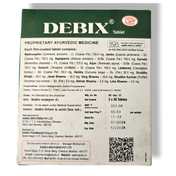 DEBIX suplement ajurwedyjski obniżający poziom glukowy we krwi. 2x30 tab.